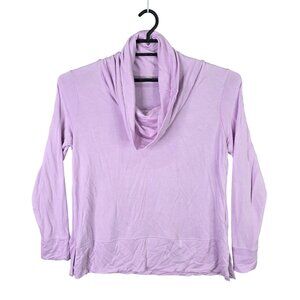 Womens Green Tea Lavender Cowl Neck Top Long Sleeve Rayon Blend Stretch Size L